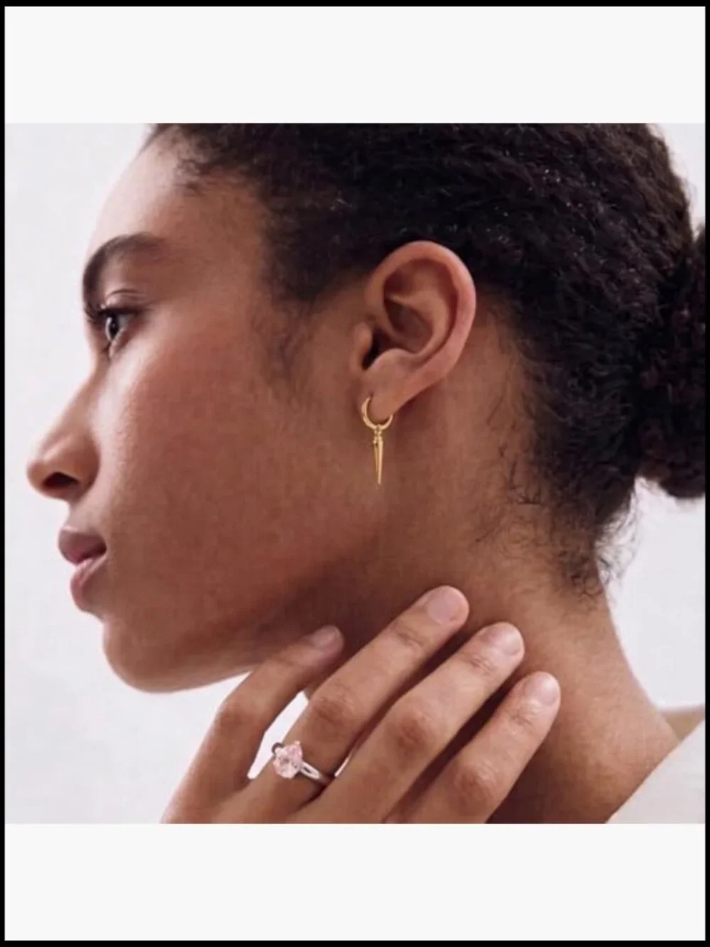 Geometric Spike Small Hoop Earrings Silver Sterling Silver Huggie Drop Minimal